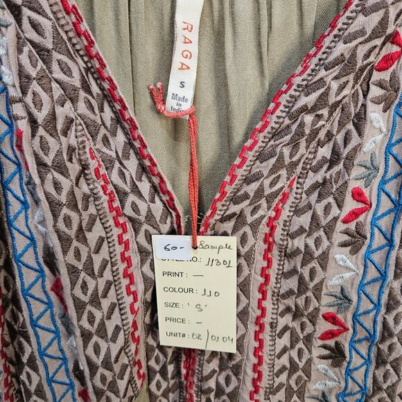 Raga [Sample] Blouse Tank Top Open Front Flowy Beige Size Small - Picture 4 of 8